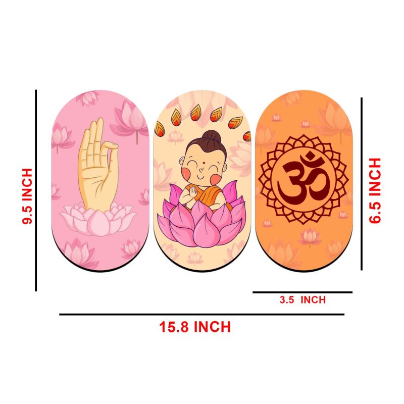 Cute Buddha Wall Art Hanging Set of 3 for Home & Meditation Décor